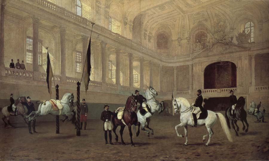 Julius von Blaas Morning working in the winter riding school